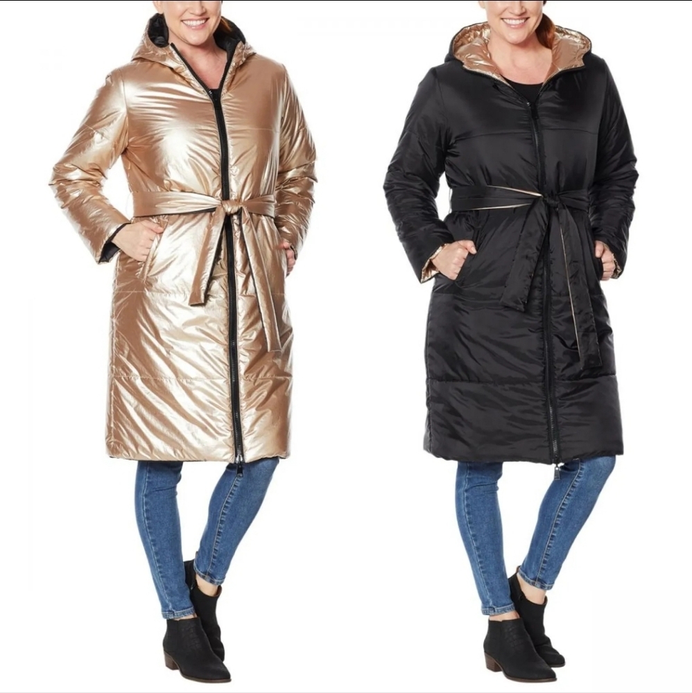 G by Giuliana Sz XXS Womens Reversible Metallic Puffer Jacket